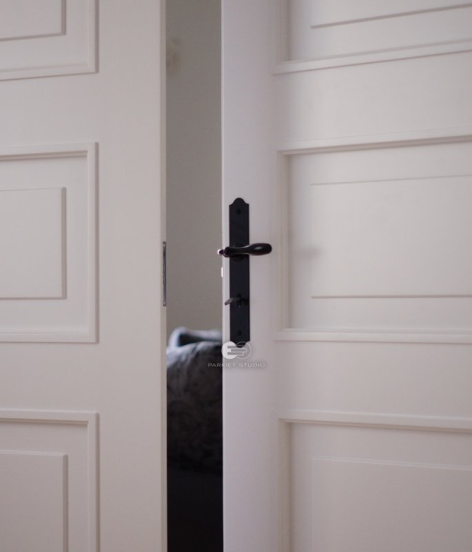 DRZWI KLASIK 03 DWUSKRZYDŁOWE  Z KLAMKĄ MAZOVIA - LAKIER SATYNA BIAŁY RAL 9003